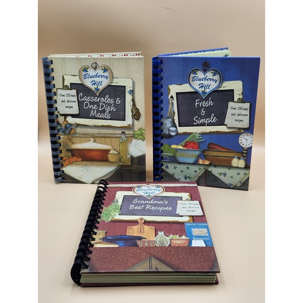 Blueberry Hill Lot 3 Recipe Cookbooks Grandma Casserole Meals Spiral Bound Books